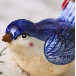 Anthropologie blue and White Ceramic Bird Figurine novelty vintage